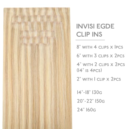 Image of WENNALIFE Invisible Edge Seamless Clip in Hair Extensions Real Human Hair