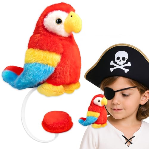Rinziigo Halloween Magnetic Shoulder Parrot for Pirate Costume Stuffed Animal Plush Prop Party Costume Accessories for Halloween (Parrot, Count, 1)