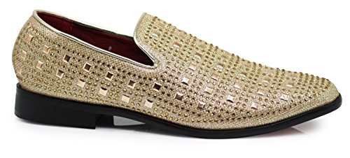 Image of SPK11 Men's Vintage Fashion Rhinestone Designer Dress Loafers Slip On Shoes Classic Tuxedo Dress Shoes