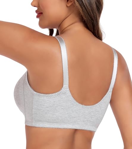 DotVol Women's Front Closure Cotton Wireless Unlined Comfort Everyday Bra3