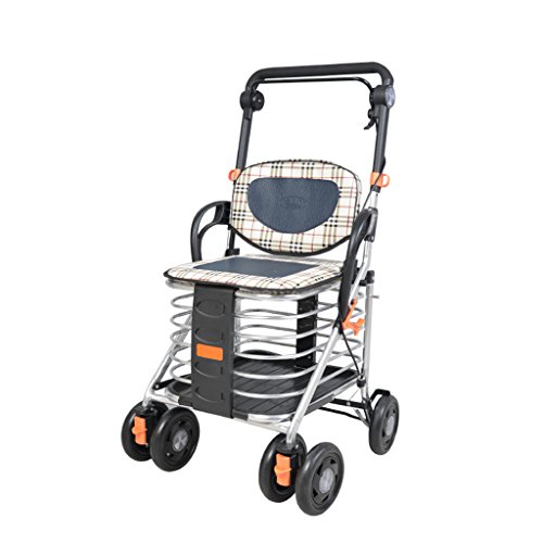 Pflanzenregale Pflanzengefäße Mobilitätshilfen für ältere Menschen Einkaufswagen Faltbare tragbare Wagen vierrädrige Einkaufswagen ältere Menschen können einen Roller Ultraleicht Fahren Doppelbremse