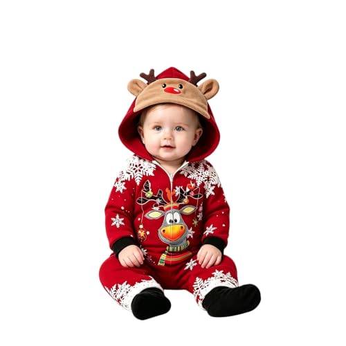 Christmas Pajamas for Family Cozy Reindeer Elk Xmas Graphic Hooded Jammies - image 2