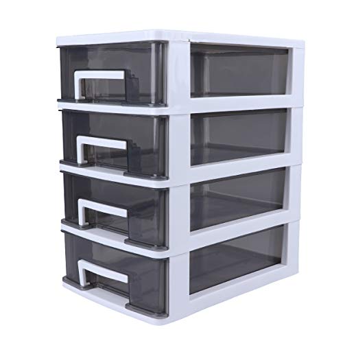 Boîte de rangement plastique transparente compacte à tiroirs coulissants