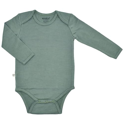 Image of Woolino 100% Superfine Merino Wool Baby Bodysuit - Long Sleeve Bodysuit for Boy and Girl - Tagless Neck Bodysuit for Unisex