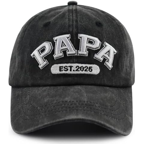 New Dad Gifts for Men, Funny Papa Est 2025 Hat, Best Dad Baseball Cap, Fathers Day Christmas Birthday First Time Dad Gifts for Daddy Grandpa Husband Black Cover