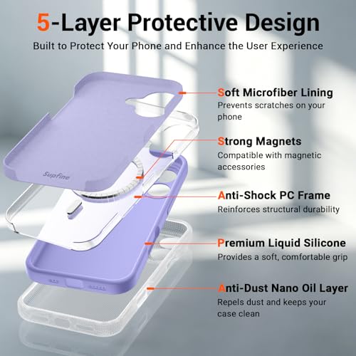 SUPFINE Silicone & Magnetic for iPhone 17 Case Light Purple - image 4