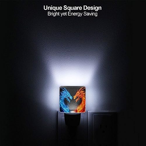 Image of Fiery Dragon LED Plug-in Night Lamp 2 Piece Set, Auto Sensor Nightlights Set of 2 for Bedroom Bathroom