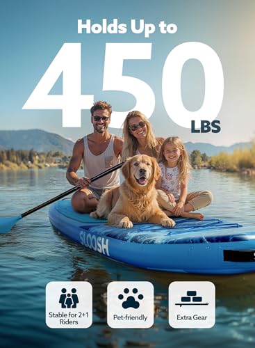 SLOOSH Inflatable Stand Up Paddle Board, 10\'6\" Paddle Boards with Premium Accessories, Non-Slip EVA Deck, Ultra-Light Carry Bag, Ripple SUP for Youth & Adults of All Skill Levels, Coastal Splash - Thumbnail 3