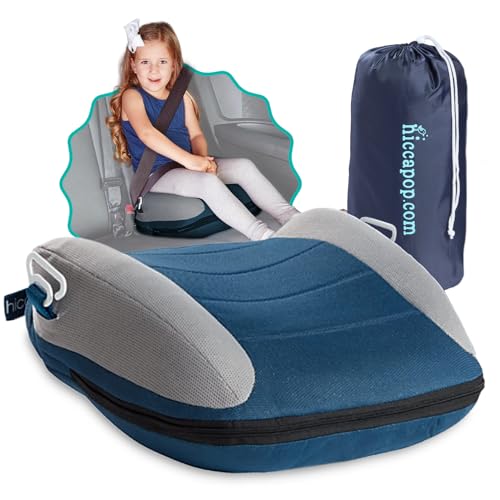 Hiccapop UberBoost Inflatable Booster Car Seat | Travel Booster Car Seat | Portable Booster Seat for Toddlers, Kids, Child (Navy/Gray)