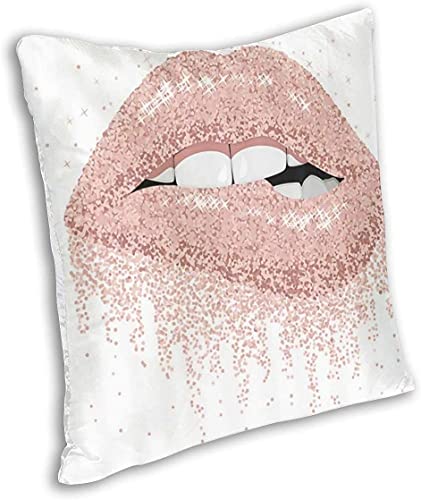 Antkondnm Pink Lips French Kiss In Young Couple Decorative Square Throw Pillow Covers Velvet Cushion Cover 18X18 Inches For Home Couch Sofa Bench Decor #TOP1