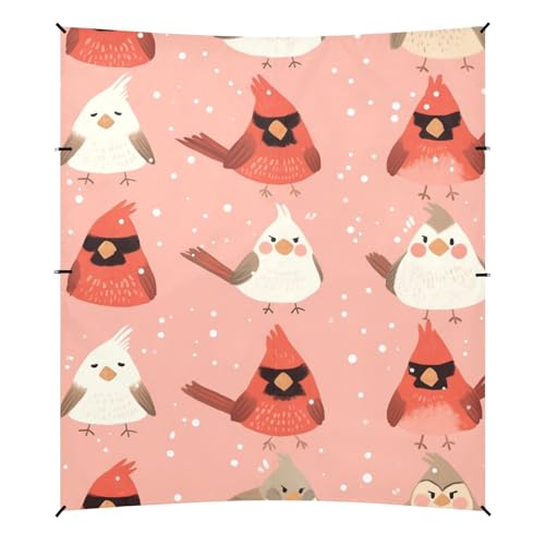 Cute Red White Birds Stable Beach Tent UPF50+ Lightweight Outdoor Sun Shade with Carrying Bag for Backyard and Camping