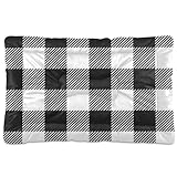 IHCVHQX Buffalo Plaid Dog Bed Mat Black and White Pet Kennel Beds Washable Cat Beds Crate Pad Pets Sleeping Mattress for Large Medium Small Dogs 24 x18 Inch