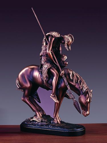 Estatua de Caballo y Nativo Americano acabado bronce miniatura 2