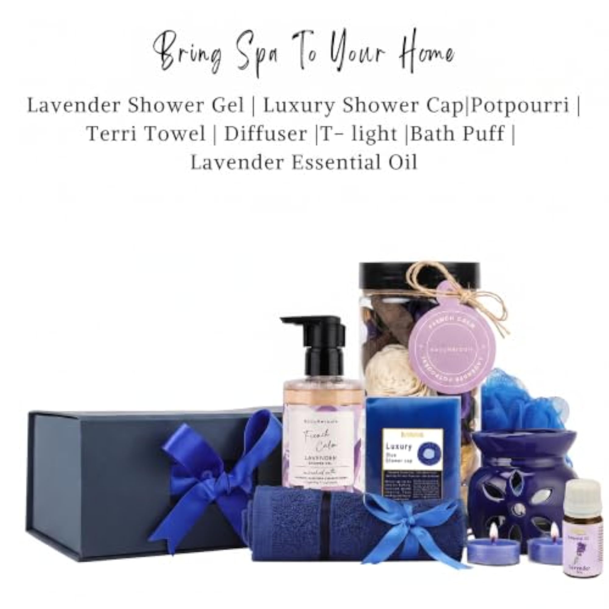 Lavender Bath & Body Care Gift Set, 8 Pcs Luxury Spa Kit