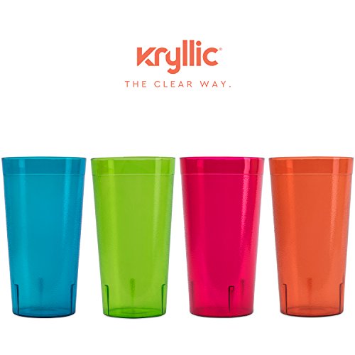 Kryllic Plastic Tumblers Set Of 16 Color Plastic Drinking Glasses 20 Oz Assorted Colors Plastic Cups Dishwasher Safe Tumbler Cups Reusable Acrylic Set For Kitchen, Party Kitchen Unbreakable Kids Cups #TOP7