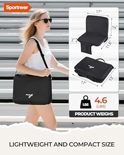 Sportneer Stadium Seat, Portable Stadium Seats with Backs Bleacher Seats with Backs and Padded Cushion 6 Reclining Position Folding Stadium Seats for Bleachers Stadium Cushion Seat for Sports Events