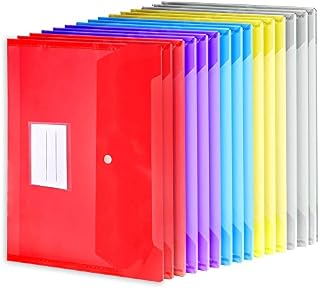 Org-It 15 Pack Plastic Wallets A4 Folders for Paperwork , Document Wallets Folders with Plastic Pockets , Snap Button , A4 Plastic Wallet for Office Stationary Home School Travel Assorted Colours