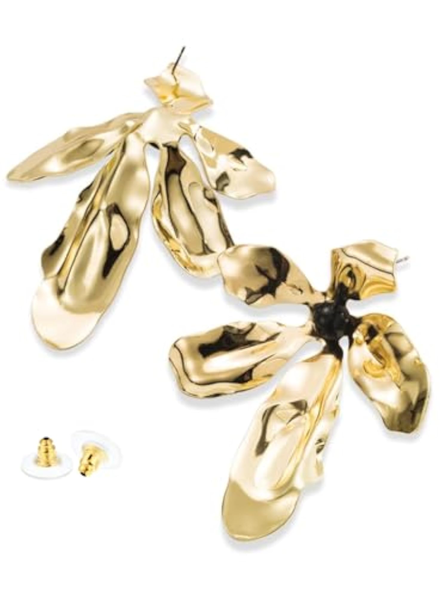 Bohey by Statement Toned Sculpted Floral Stud Earrings