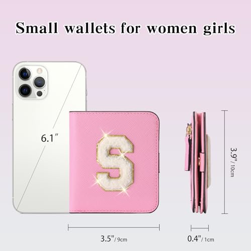 Image of RNIEGA Initial Wallet Women Small Teen Girl Gifts Trendy Stuff Girls Wallets Personalized Christmas Birthday Gift for Women Friends Daughter Granddaughter 6 7 8 9 10 11 12 13 Year Old Pink S