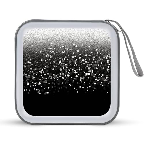 Étui CD portable à rayures pour 40 disques compacts, rangement de voyage One Size noir et blanc