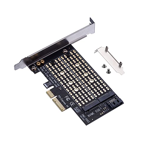 Acxico 1Pcs M.2 NGFF to Desktop PCIe x4 x8 x16 NVMe SATA Dual SSD PCI Express Adapter Card