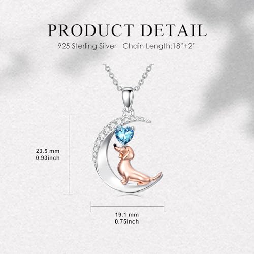 Image of PROESS Animal Birthstone Necklace 925 Sterling Silver Otter /Axolotl /Hippo /Elephant /Dachshund /Monkey /Red Panda Pendant Necklace Animal Birthstone Jewelry Gifts for Women