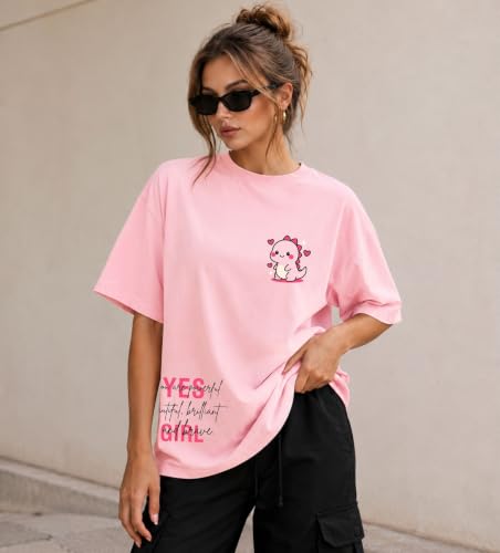 Image of London Hills Tshirt for Woman | Oversized Tshirt for Women | T Shirt for Womans | Graphic T Shirt for Women Pure Cotton | Tops for Woman Western, Printed Oversized Loose Fit Plus