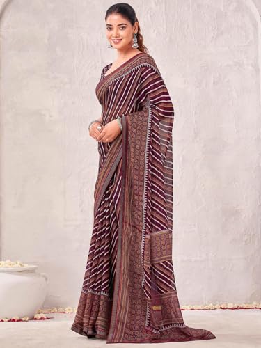 Image of SIRIL Women's Georgette Printed Saree with Unstitched Blouse Piece
