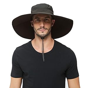 HLLMAN Super Wide Brim Sun Hat-UPF 50+ Protection,Waterproof Bucket Hat for Fishing, Hiking, Camping,Breathable Nylon & Mesh
