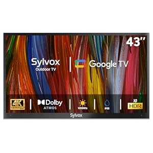 SYLVOX Outdoor TV, 43 inch Smart TV Waterproof Outdoor TVs, 4K Weatherproof Television for Outside, Support Google Assistant, Chromecast, 1000 nit Brightness Partial Sun (Deck Pro 2.0/2024)
