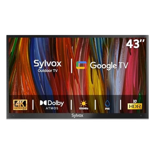 SYLVOX Outdoor TV, 43 inch Smart TV Waterproof Outdoor TVs, 4K Weatherproof Television for Outside, Support Google Assistant, Chromecast, 1000 nit Brightness Partial Sun (Deck Pro 2.0/2024)