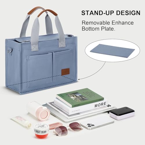 KKXIU Large Canvas Tote Bag for Women with Zipper and Compartments Crossbody Work Bible Messenger Purse Bag With Pockets3