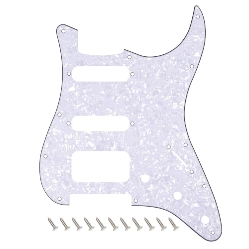 Pickguard HSS 11 trous Banworks blanc perle en 4 plis pour guitare Fender Stratocaster Deluxe