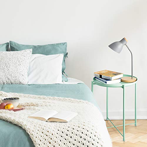 HollyHOME Tray Metal End Table, Sofa Table Small Round Side Tables, Anti-Rust and Waterproof Outdoor & Indoor Snack Table, Accent Coffee Table,(H) 20.28" x(D) 16.38", Mint Green - Image 4