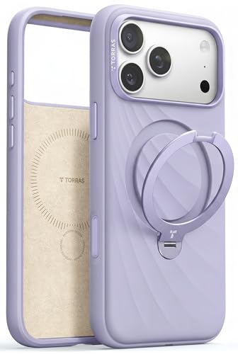 Image of TORRAS Q3 Wind for iPhone 17 Pro Case Silicone, 360 Magnetic Stand, Fit for MagSafe, Camera Control, Safe Soft Elegant Phone Case for iPhone 17 Pro 6.3'', Lilac Haze Purple