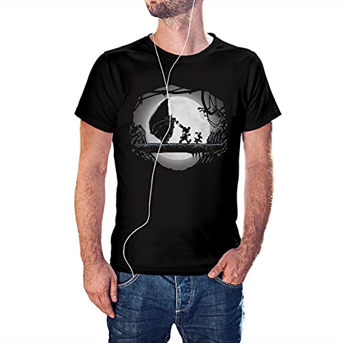 KMF T-SHIRT | Camiseta Unisex algodón, Manga Corta, Cuello Redondo, algodón 100% | Estampado HD, Resistente al Lavado, Suave al Tacto | Estilo Moderno Hakuna Matata Asterix Obelix Comic (Negro, L)