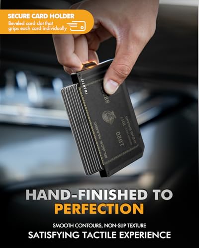 Image of iwantit Pop Up Wallet for Men, Slim Minimalist Credit Card Holder with Money Clip - Man Metal Aluminum Wallet RFID Blocking, Smart Tactical Wallet for Men, Gift for Men (Black)