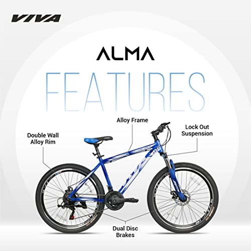 Image of Viva ALMA 27.5T Multispeed Alloy 21-Speed MTB Mountain Cycle for Adults with Shimano Gear & Dual Disc Brakes (Blue)
