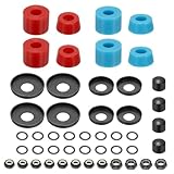 YELARXI Skateboard Bushings, Skateboard Truck Rebuild Long-Board Kit Bushings Washers Pivot Cups-Fitting for (Outdoor Skateboard Parts) 92A & 2 Pack & PU & Blue/Red