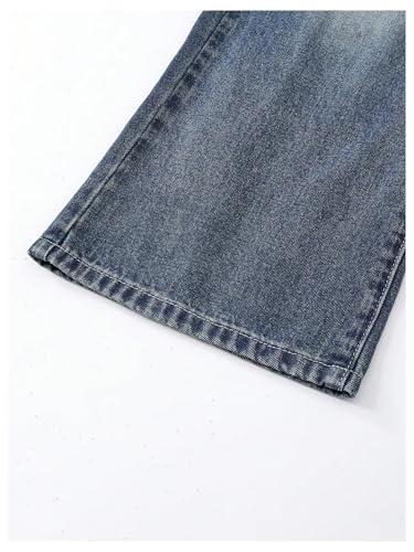 GORGLITTER Girl's Flare Jeans High Waisted Bell Bottom Denim Pants with Pockets Medium Wash 8Y4