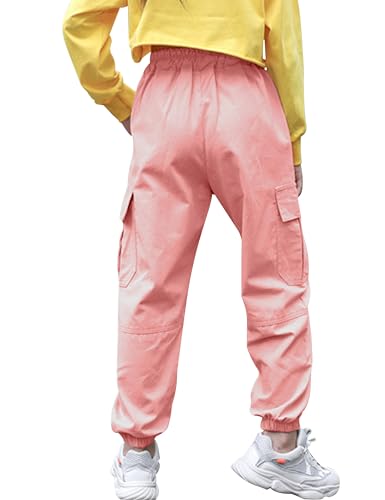 Image of Little Girls Cargo Pants Elastic Waist Cargo Jogger Pants with Pockets