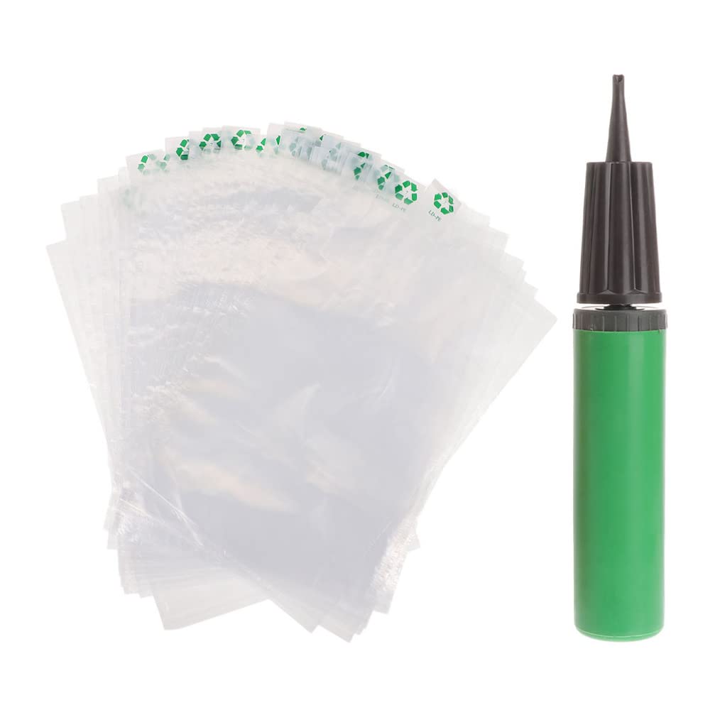 Cabilock 50PCS Air Cushion Bags with Free Pump ( Random Color ) Inflatable Air Pillows Air Bubble Bags Shockproof Air Cushion Film Blocking Wrap Bag for Mailing Shipping Packaging 20x30CM