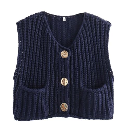 Image of CHARTOU Women Chunky Knit Vest Button Down Sleeveless Sweater Tank Tops Going Out Outfits