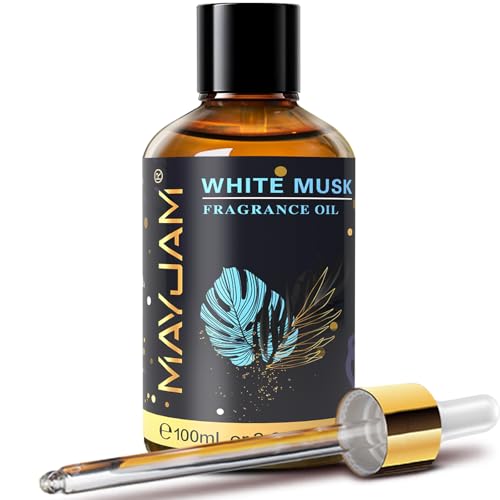 MAYJAM 100ML/3.38FL.OZ White Musk Fragrance Oils with Glass Dropper Essential Oils for Diffusers for Home Long Lasting Scented Oils for Diffusers Soap Candle Making