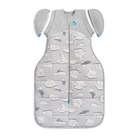 Love to Dream Swaddle UP Transition Bag Extra Warm 3.5 TOG, Gray, Medium, 8-13 lbs, Patented Zip-Off Wings, Gently Help Baby Safely Transition from Being Swaddled to Arms Free Before Rolling Over Cover