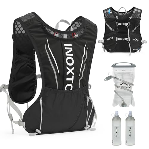 INOXTO Water Sac Vest, Sac à Dos de Course léger 1,5 L Sac à Eau De，Sangle à Poitrine...