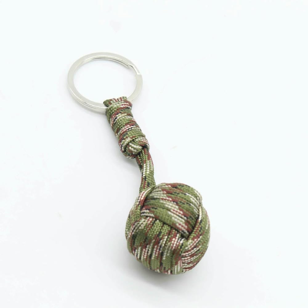 Portachiavi in Paracord a Forma di Palla d'Acciaio con Pugno di Scimmia per Sopravvivenza all'aperto autodifesa tattico Corda da Paracadute Ciondolo Portachiavi a Forma di Palla Intrecciata.