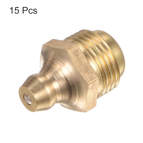 Image of HARFINGTON 15pcs Brass Straight Grease Fitting M12x1mm Metric Thread Hydraulic Grease Nipple Accessories for Car