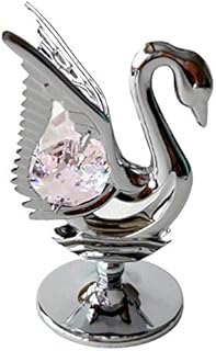Crystocraft Swan Crystal Ornament With Bohemian Crystals Gift Boxed Pink Crystals Silver Chrome Plated Perfect Keepsake Collectors Gift Figurine