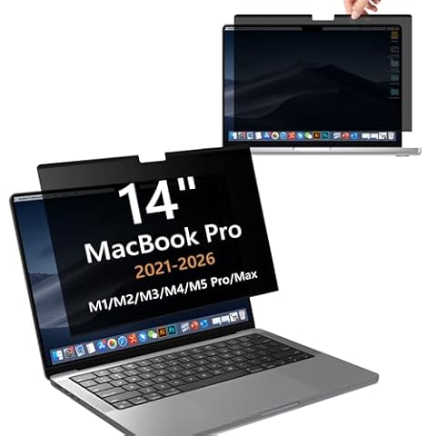 VanHooc MacBook Pro 14" 2026 M5 Pro/Max, 2025~2021 (M5/M4/M3/M2/M1 Pro/Max), magnetyczny filtr prywatności, zdejmowany, ochrona przed oślepieniem, ochrona prywatności, ochrona przed wzrokiem